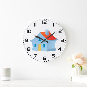 Reloj Redondo Grande Casa de Dibujos Animados Caprichosa Hogar Colorido