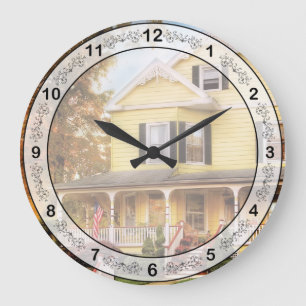 Reloj Redondo Grande Casa de ensueño victoriana - Encaje amarillo