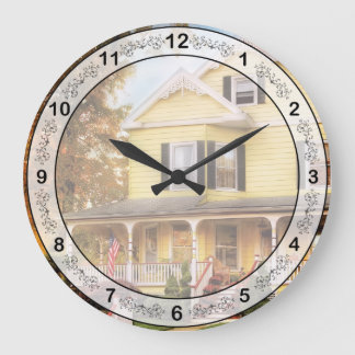 Reloj Redondo Grande Casa de ensueño victoriana - Encaje amarillo