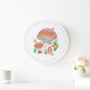 Reloj Redondo Grande Casa de Hongo de Hada Caprichosa