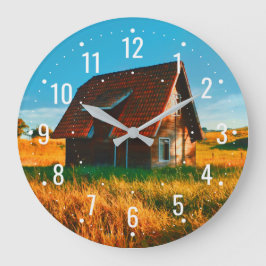 Reloj Redondo Grande Casa de madera con estilo campestre - Rústico