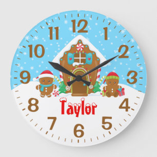 Reloj Redondo Grande Casa de pan de jengibre rojo y azul