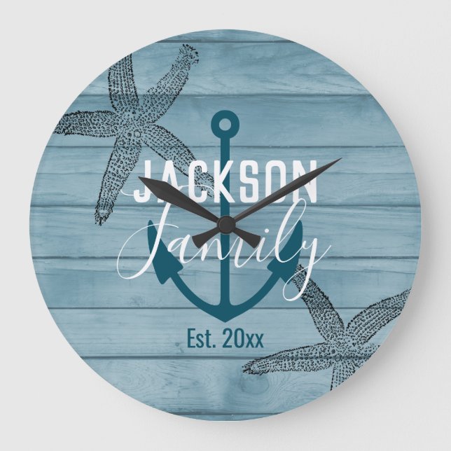 Reloj Redondo Grande Casa de playa de la familia Rusood Starfish Person (Anverso)