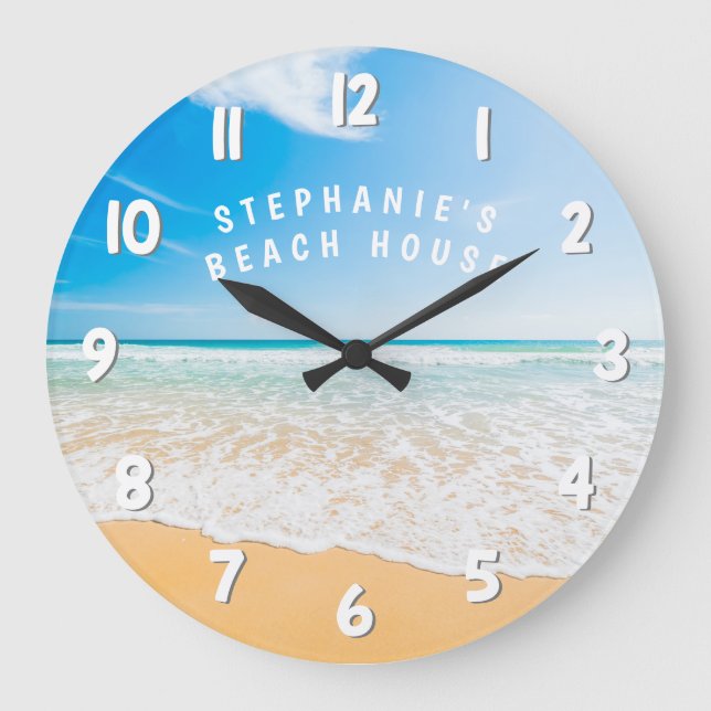 Reloj Redondo Grande Casa de playa personalizada Escenario tropical de  (Front)