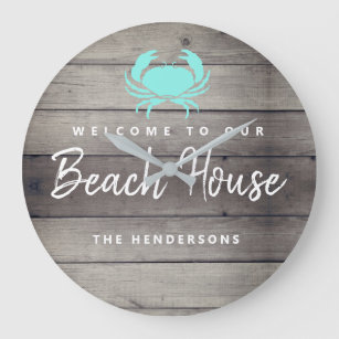 Reloj Redondo Grande Casa de playa rústica personalizada