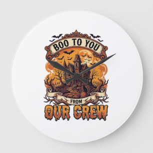 Reloj Redondo Grande Casa Embrujada de Halloween Boo You Our Crew_1