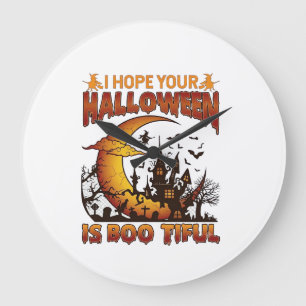 Reloj Redondo Grande Casa embrujada hermosa de Halloween Luna creciente