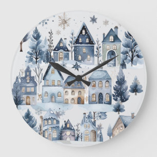 Reloj Redondo Grande Casas de Navidades de la Tierra de Invierno