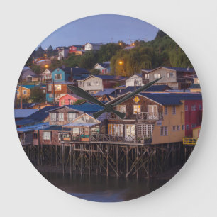 Reloj Redondo Grande Casas de pilotes Palafito, vistas elevadas