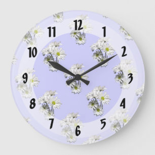 Reloj Redondo Grande Cascada de Daisies Blancos