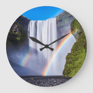 Reloj Redondo Grande Cascada y arcoíris