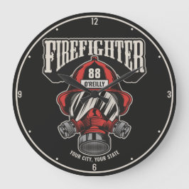 Reloj Redondo Grande Casco del departamento de bomberos personalizado p
