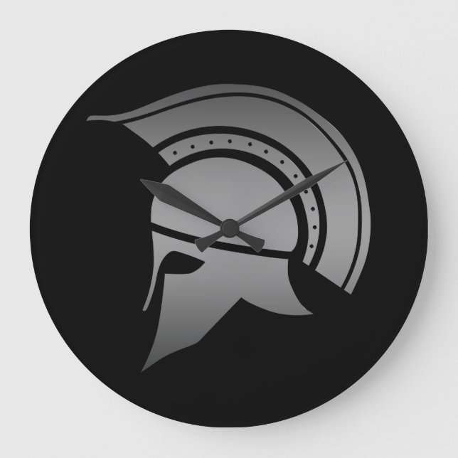 Reloj Redondo Grande Casco espartano griego antiguo (Anverso)