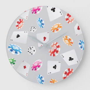 Reloj Redondo Grande Casino, accesorios de juegos patrón 8