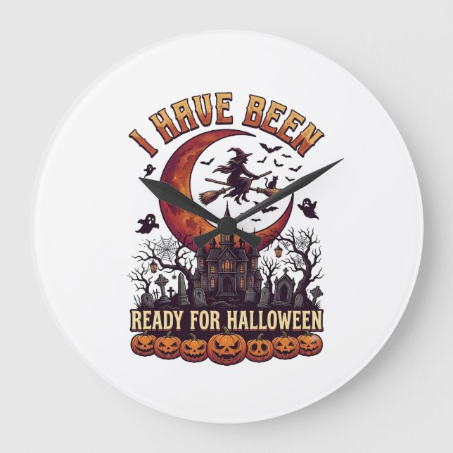 Reloj Redondo Grande Castillo de Bruja de Halloween Luna_1 (Anverso)