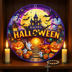Reloj Redondo Grande Castillo de Spooky
