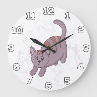 Reloj Redondo Grande Cat getting ready to jump