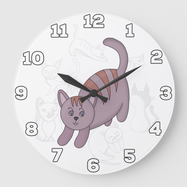 Reloj Redondo Grande Cat getting ready to jump (Anverso)