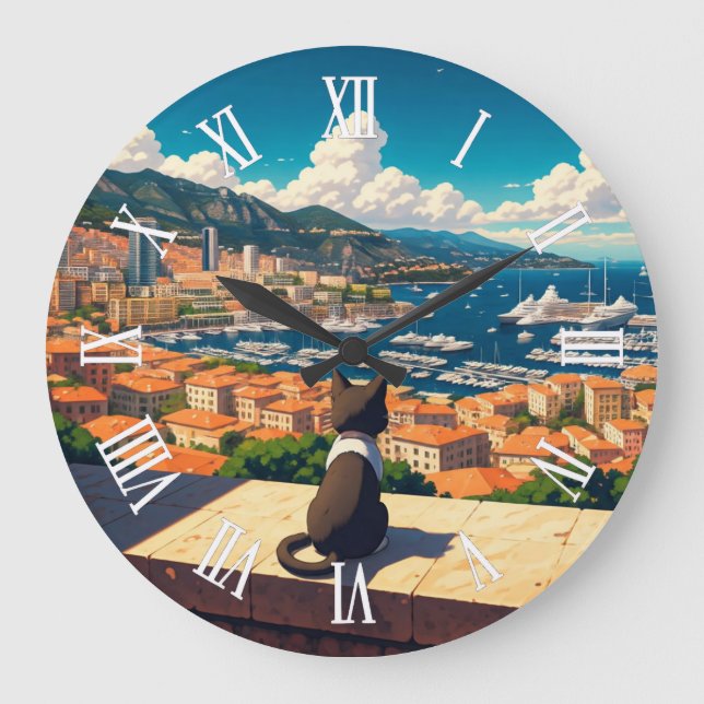 Reloj Redondo Grande Cat in Monaco Monte Carlo Europe Travel (Anverso)