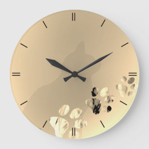 Reloj Redondo Grande Cat Paw Clean Cream Brown