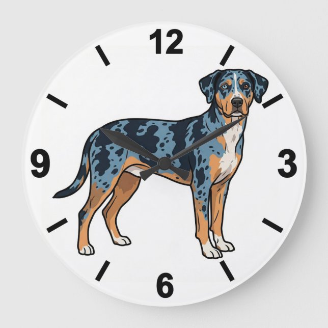 Reloj Redondo Grande Catahoula Leopard Dog Wall Clock Rustic Decor (Anverso)