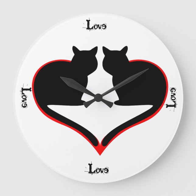 Reloj Redondo Grande Cats in Love (Anverso)