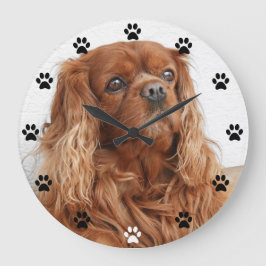 Reloj Redondo Grande Cavalier King Charles Spaniel Dog - Tiempo de impr
