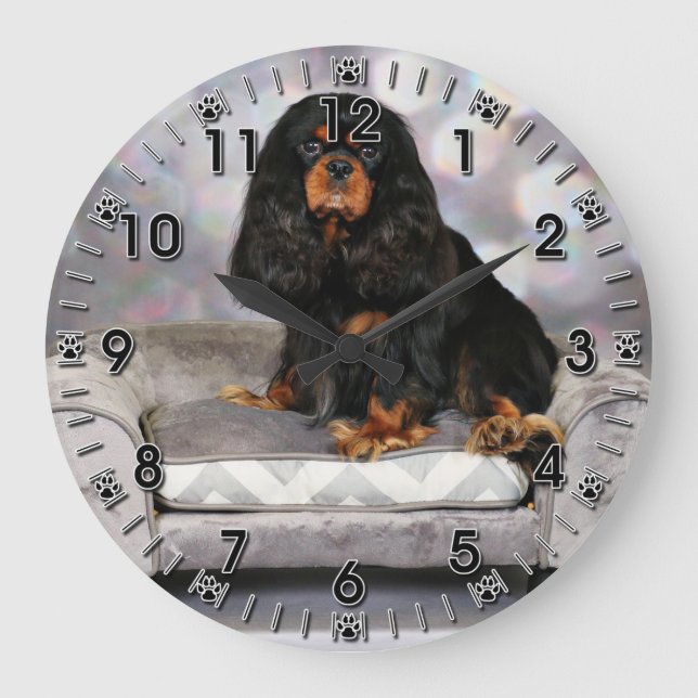 Reloj Redondo Grande Cavalier King Charles Spaniel - Mugs (Anverso)