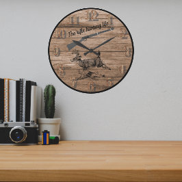 Reloj Redondo Grande Caza de Rifle Vida Bosque Buck y Rifle de la Palan