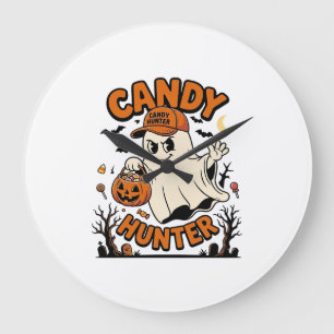 Reloj Redondo Grande Cazador de dulces Halloween Fantasma Calabaza Cube