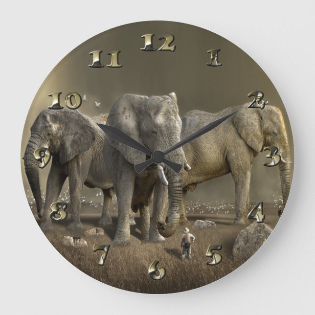Reloj Redondo Grande Cazador del elefante en safari (Anverso)