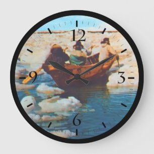 Reloj Redondo Grande Cazadores esquimales vintage de Alaska EE. UU.