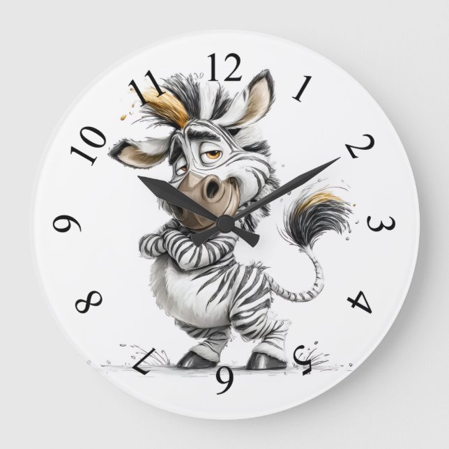 Reloj Redondo Grande Cebra caprichosa (Anverso)
