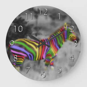 Reloj Redondo Grande Cebra del arco iris