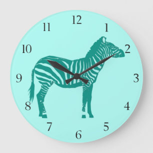 Reloj Redondo Grande Cebra - Turquesa y Aqua