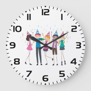 Reloj Redondo Grande Celebración de fiesta de niños de dibujos animados