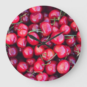 Reloj Redondo Grande Celebración de las cerezas orgánicas de California