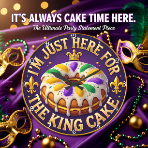 Reloj Redondo Grande Celebración del pastel del rey del Mardi Gras