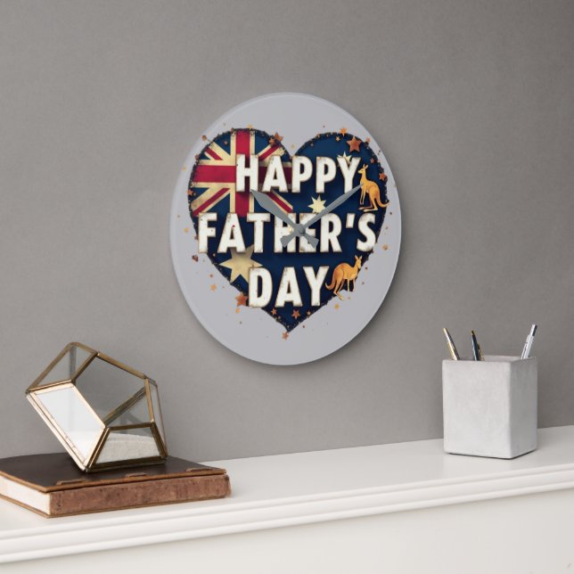 Reloj Redondo Grande Celebrate Aussie Dads | British-Australian Father' (Oficina)
