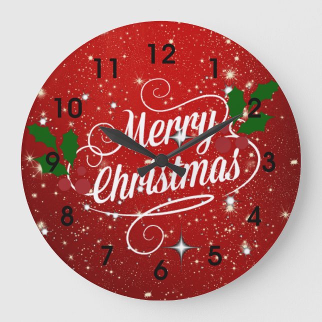 Reloj Redondo Grande Celebration Red, Merry Christmas (Anverso)