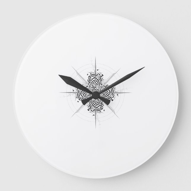 Reloj Redondo Grande Celestial Calligraphy Mandala - Premium Wall Clock (Anverso)
