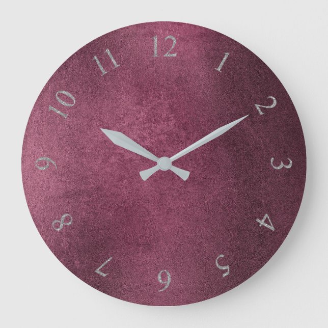 Reloj Redondo Grande Cement Burgundy Maroon Gray Roman Numbers (Anverso)