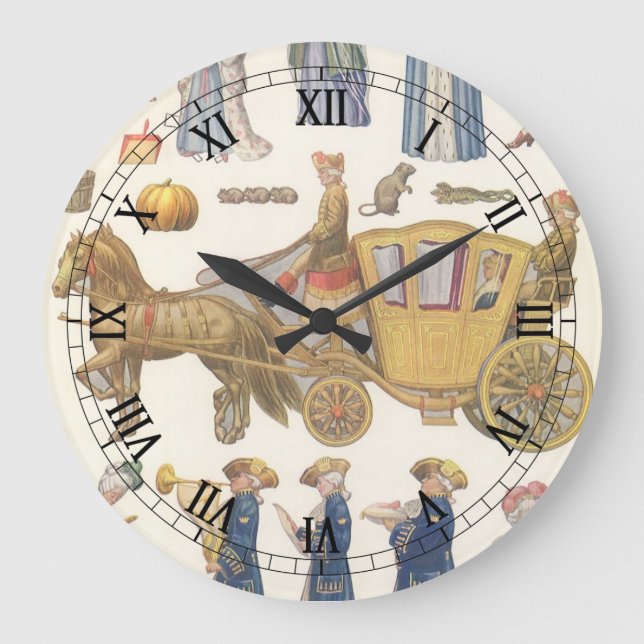 Reloj Redondo Grande Cenicienta, juguetes de muñecas de papel victorian (Anverso)