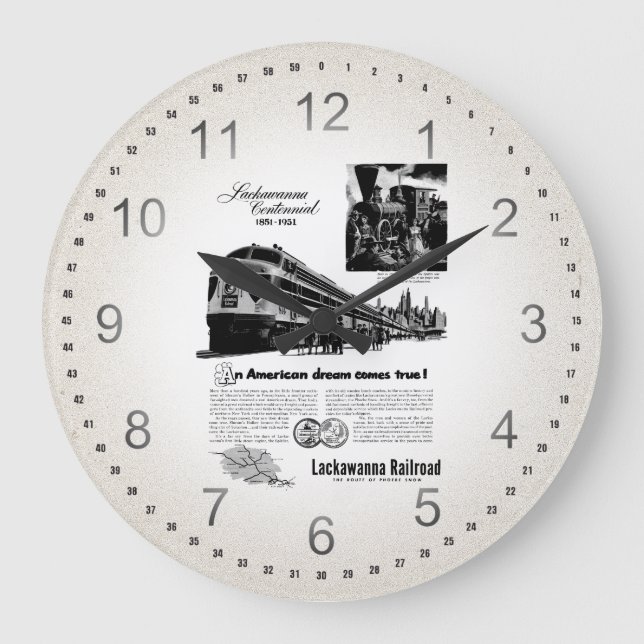 Reloj Redondo Grande Centenario del ferrocarril de Lackawanna 1951 (Anverso)
