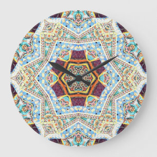 Reloj Redondo Grande Cerámica Kaleidoscope: Textura de superficie abstr