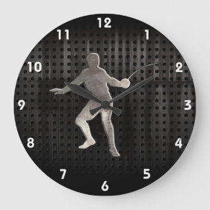 Reloj Redondo Grande Cercado; Negro fresco