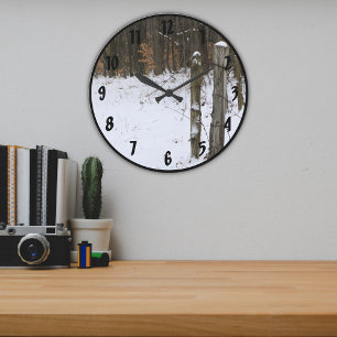 Reloj Redondo Grande Cercas rurales colocan escena en la carretera naci