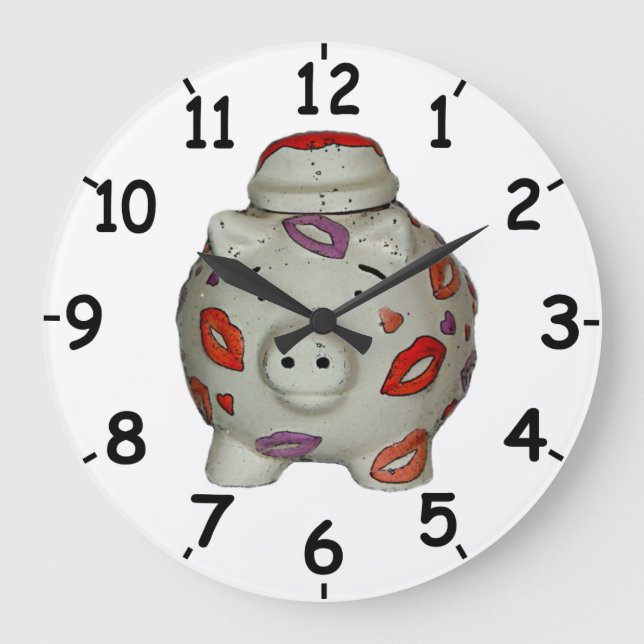 Reloj Redondo Grande Cerdo labial Adorable (Anverso)