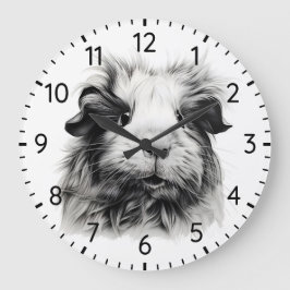 Reloj Redondo Grande Cerdo monocromo de Guinea