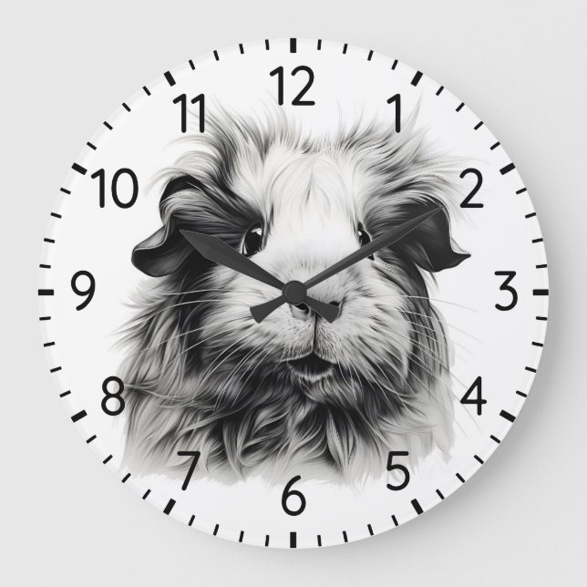 Reloj Redondo Grande Cerdo monocromo de Guinea (Anverso)